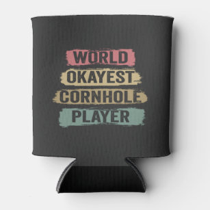 World Okayest Cornhole Player Funny Vintage Retro  Can Cooler