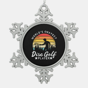 World Okayest Disc Golf Player Snowflake Pewter Christmas Ornament
