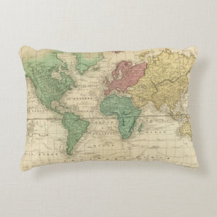 World on Mercators Projection 2 Accent Pillow