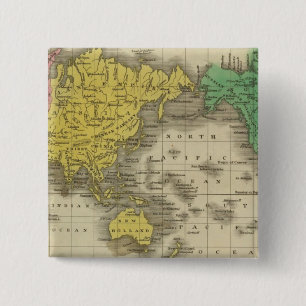 World On Mercator's Projection 2 Inch Square Button