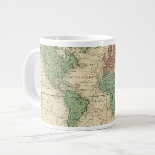 World on Mercators Projection 2 Large Coffee Mug (Front Left)
