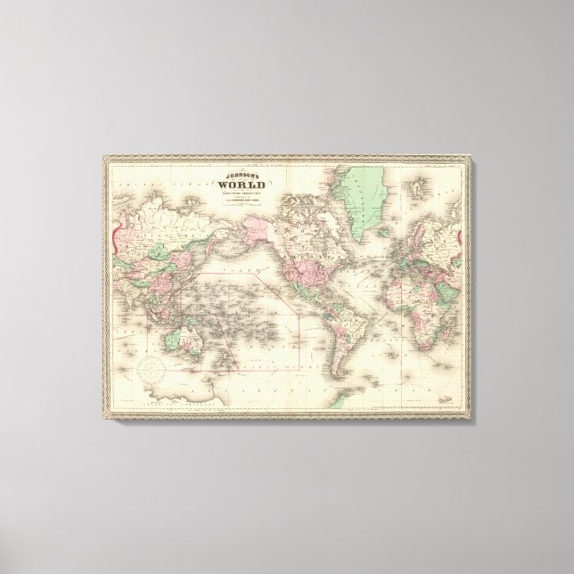 World on Mercator's Projection Canvas Print (Front)