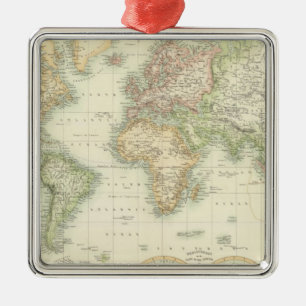 World On Mercator's Projection Metal Ornament