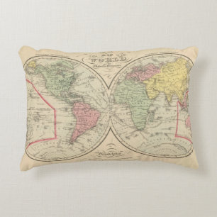 World on the Globular Projection Decorative Pillow