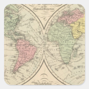 World on the Globular Projection Square Sticker