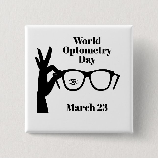 World Optometry Day Button with Glasses Silhouette (Front)