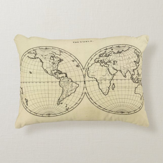 World outline double hemisphere accent pillow (Front)