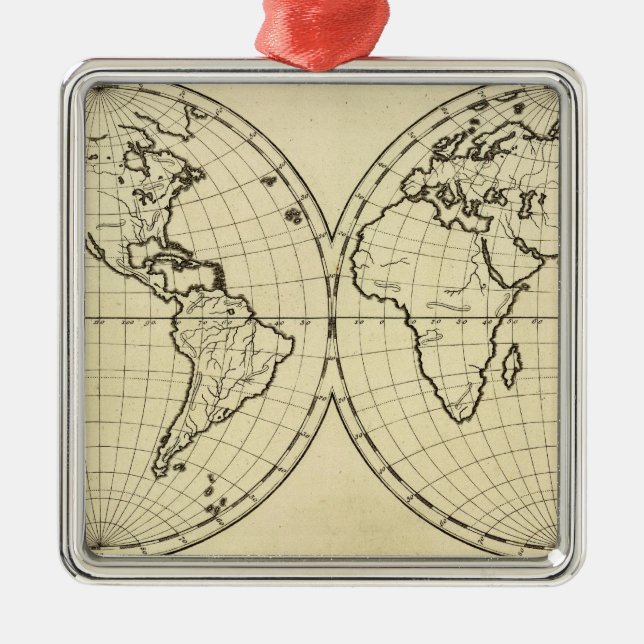 World outline double hemisphere metal ornament (Front)