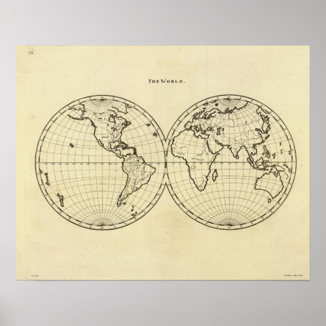 World outline double hemisphere poster (Front)