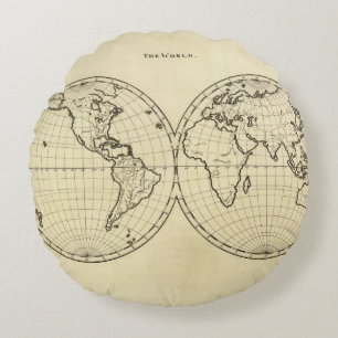 World outline double hemisphere round pillow