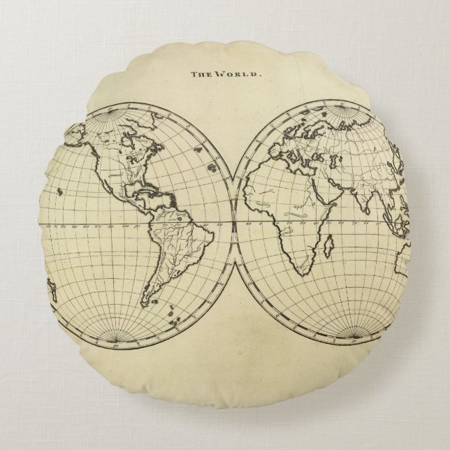 World outline double hemisphere round pillow (Front)