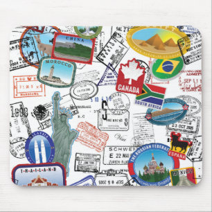 World Passport Pattern Mouse Pad
