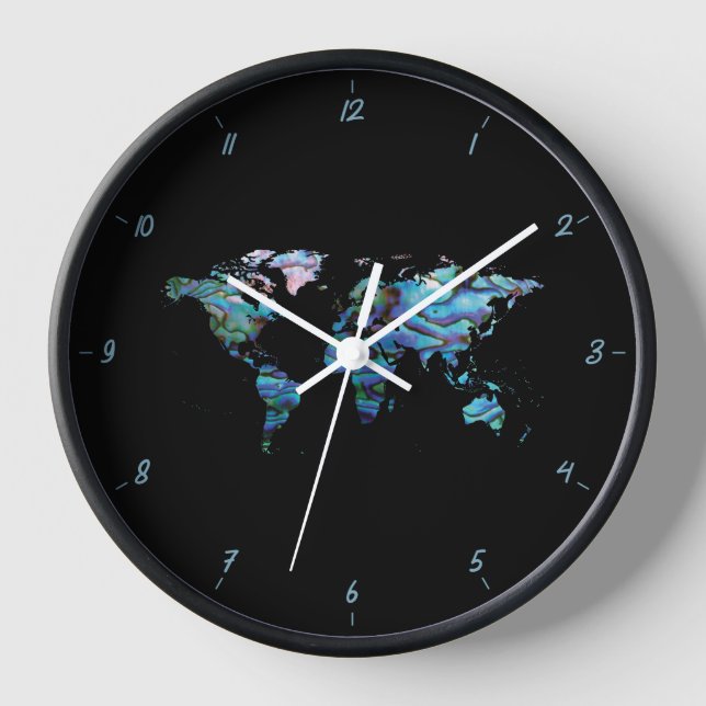 WORLD PAUA SQUARE WALL CLOCK (Front)