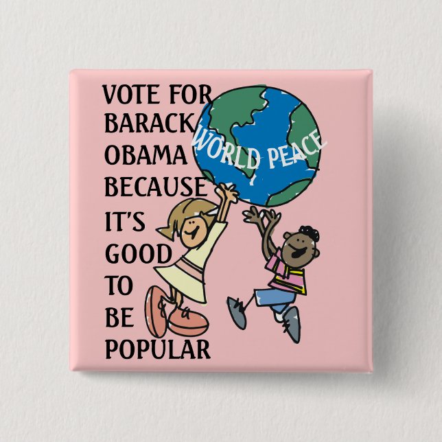 WORLD PEACE 2 INCH SQUARE BUTTON (Front)
