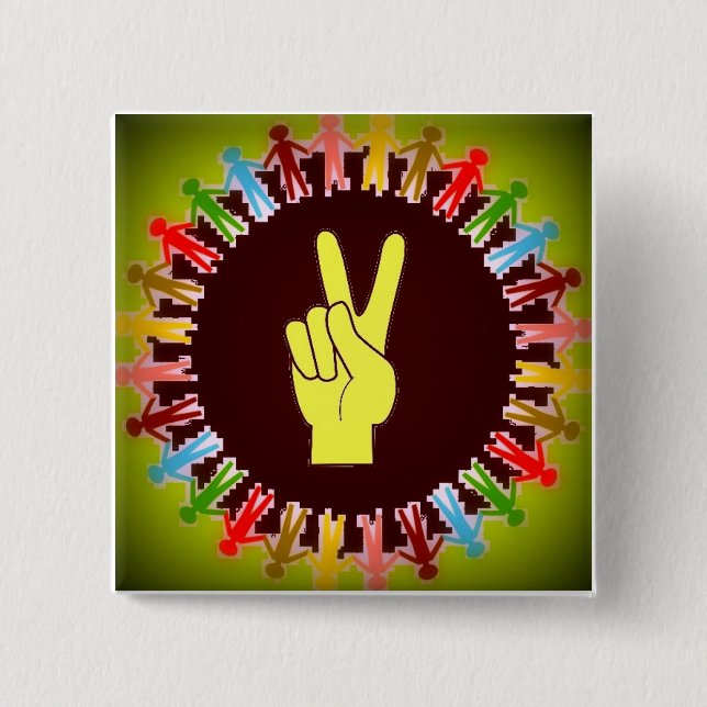 WORLD PEACE 2 INCH SQUARE BUTTON (Front)