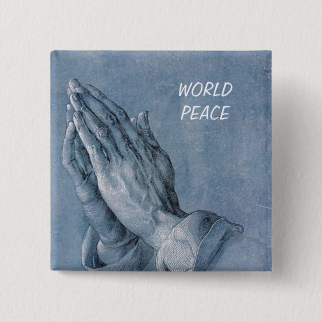world peace 2 inch square button (Front)