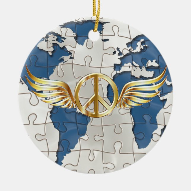 World peace ceramic ornament (Front)