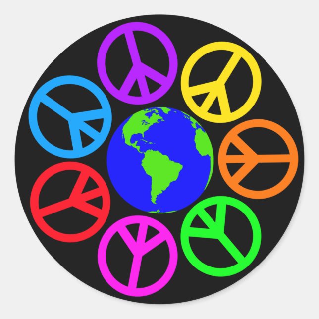 WORLD PEACE CLASSIC ROUND STICKER (Front)