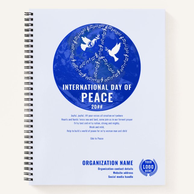 World Peace Day Dove Peace on Earth Earth Day Logo Notebook (Front)
