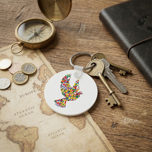 World Peace Dove Made of International Flags  Keychain