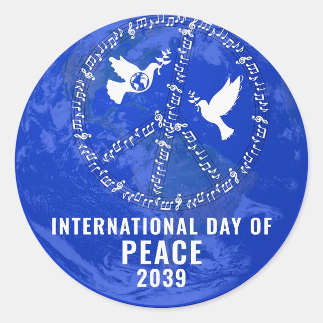 World Peace Dove Peace on Earth Day Logo QR Code Classic Round Sticker (Front)