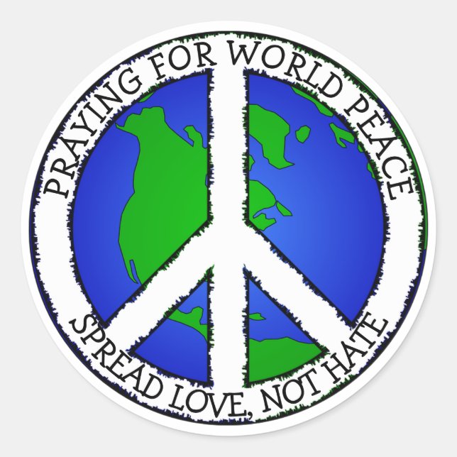 World Peace Earth and Peace Sign Sticker (Front)