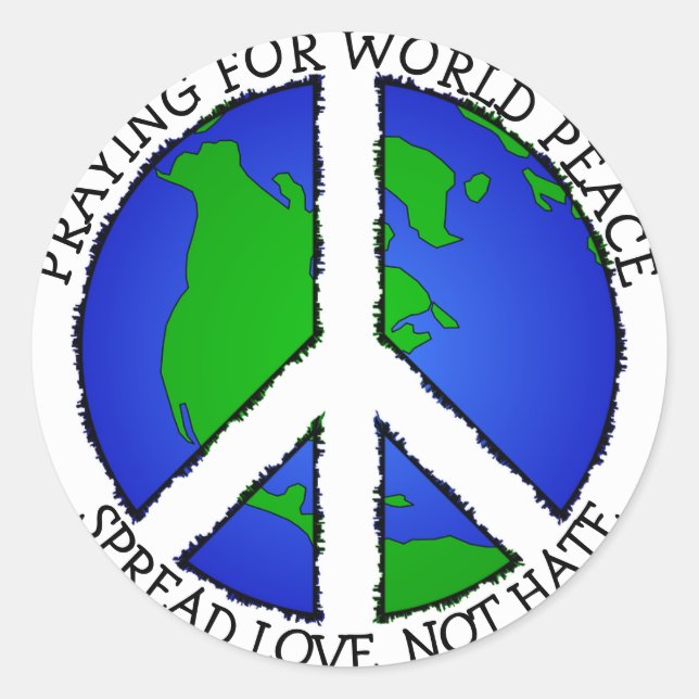 World Peace Earth and Peace Sign Sticker (Front)