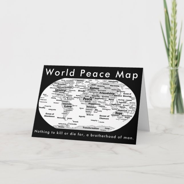 World Peace Map, Peace on Earth Holiday Card (Front)