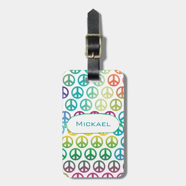World Peace Monogram Luggage Tag (Front Vertical)