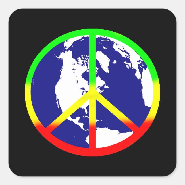 World Peace On Black Square Sticker (Front)