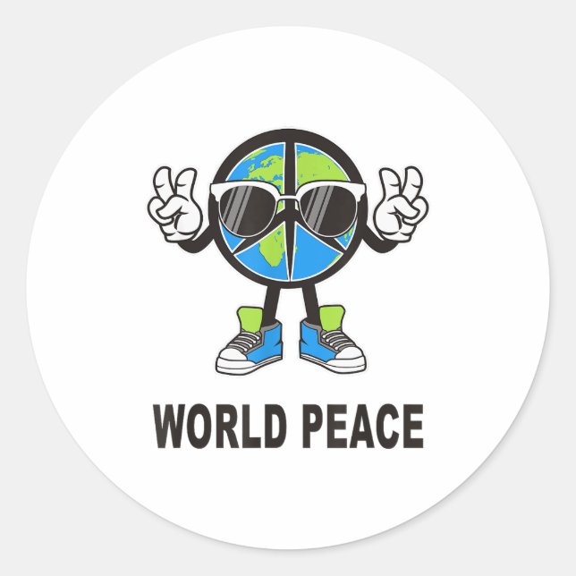 World Peace On Earth Shirt Global Love Peace Sign  Classic Round Sticker (Front)