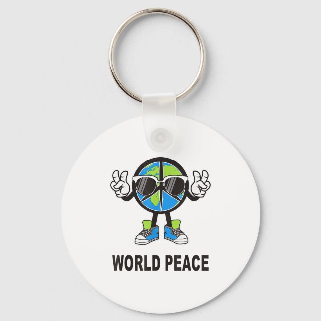 World Peace On Earth Shirt Global Love Peace Sign  Keychain (Front)
