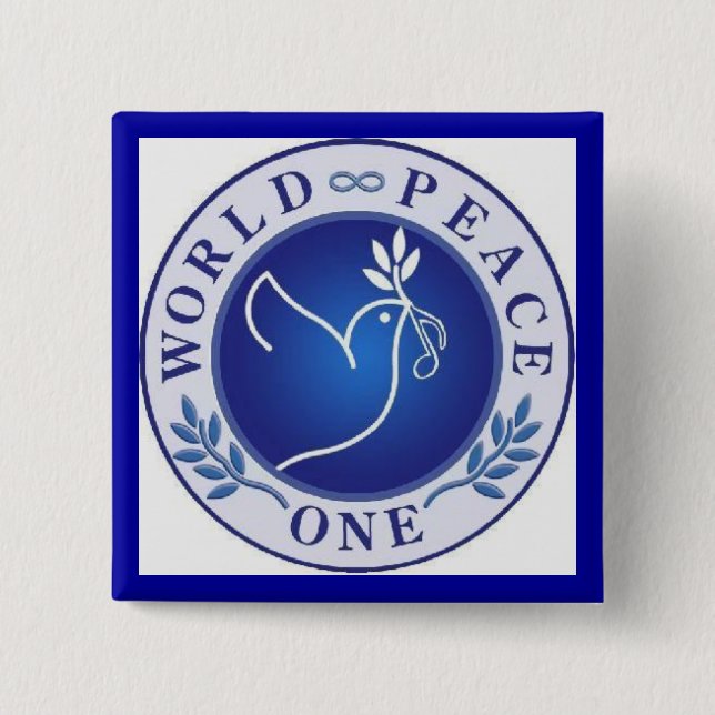 world peace one 2 inch square button (Front)