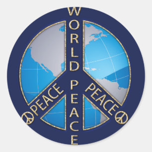 WORLD PEACE SIGN CLASSIC ROUND STICKER