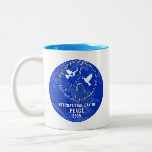 World Peace Sign Doves Peace on Earth Day Logo Two-Tone Coffee Mug