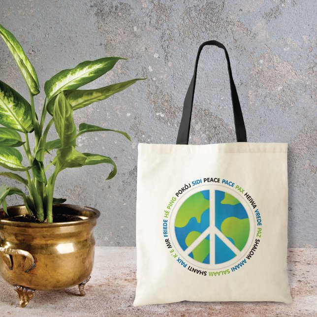 World Peace Sign Globe Tote Bag (Creator Uploaded)