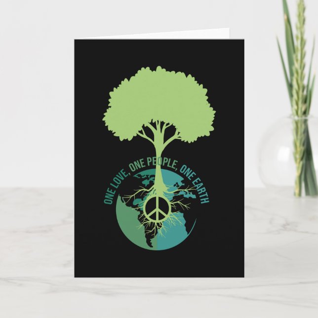 World Peace Sign Tree Earth Card (Front)