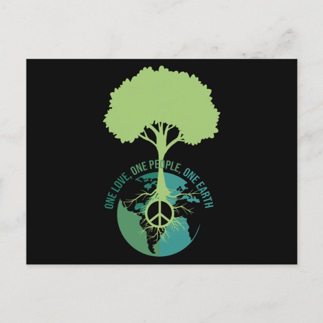 World Peace Sign Tree Earth Postcard (Front)