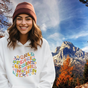 World peace starts in the kitchen, Flowers Retro  Hoodie