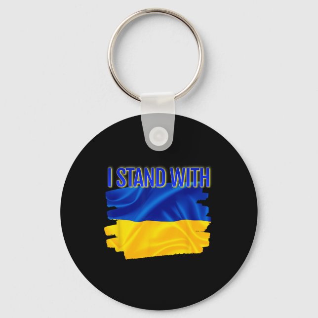 World Peace Support Ukrainian Flag I Stand With Uk Keychain (Front)