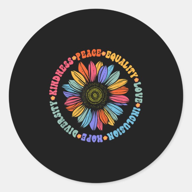 World Peace Suprter Sunflower Floral Outfit Kindne Classic Round Sticker (Front)