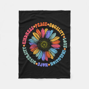 World Peace Suprter Sunflower Floral Outfit Kindne Fleece Blanket