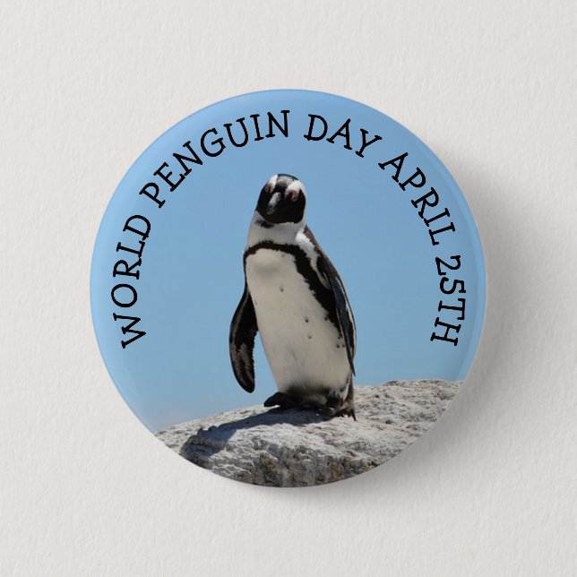 World Penguin Day April 25th Holiday Button (Front)