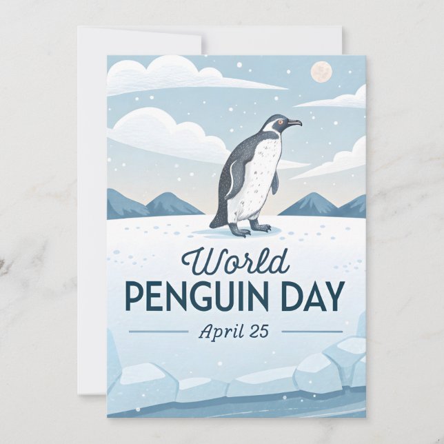 World Penguin Day Winter Nature Illustration Card (Front)