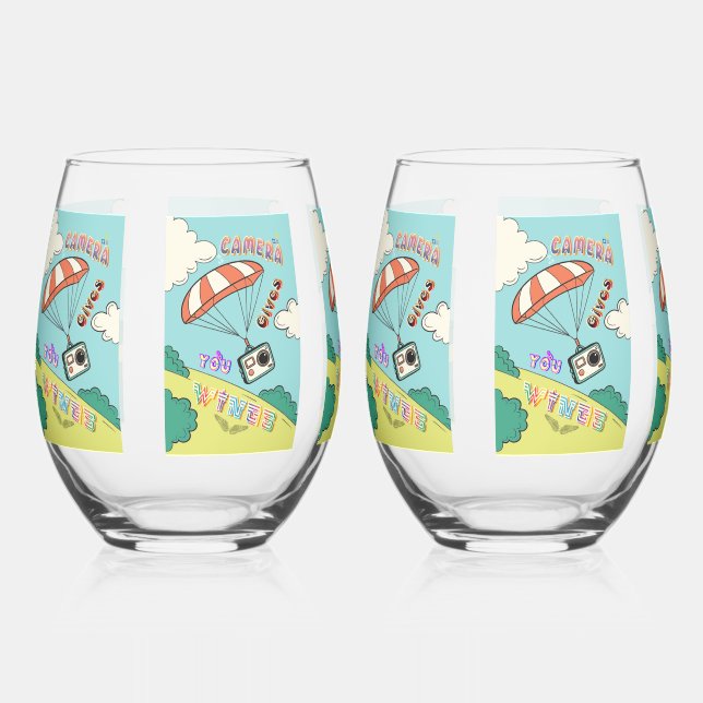 World Photography Day Stemless Wine Glass (Front)