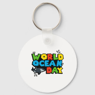 World Planet Ocean Day Orca Splash Design Love Ear Keychain