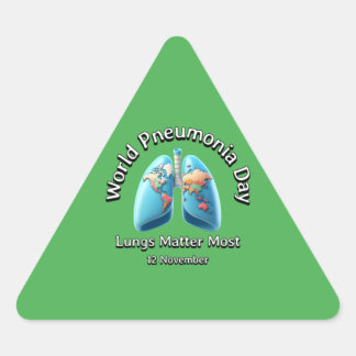 World Pneumonia Day. Lungs Matter Most. Triangle Sticker
