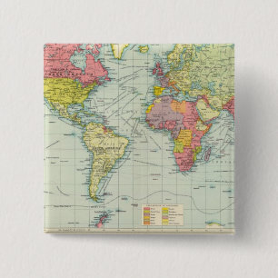 World political Map 2 Inch Square Button
