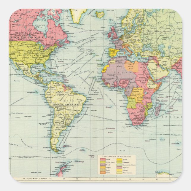 World political Map Square Sticker (Front)