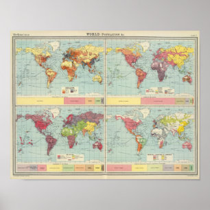 World population Map Poster